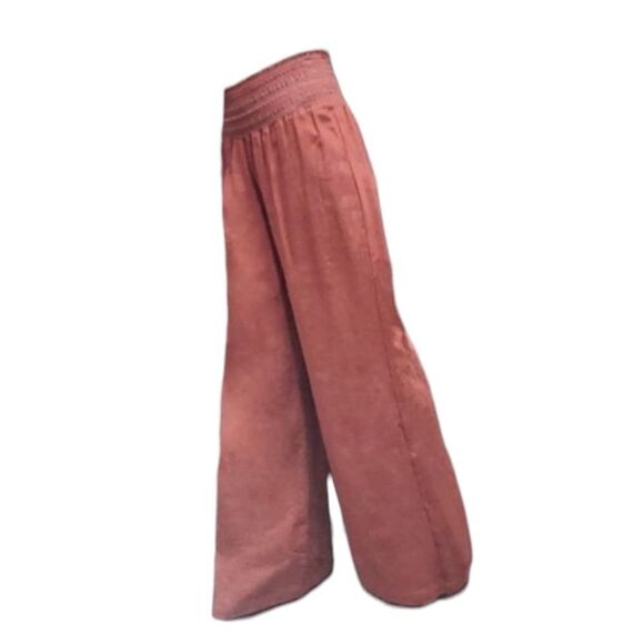 Rewash Wide Leg  Smocked Waist Pants with leg slits dusky pink size L - Picture 1 of 13